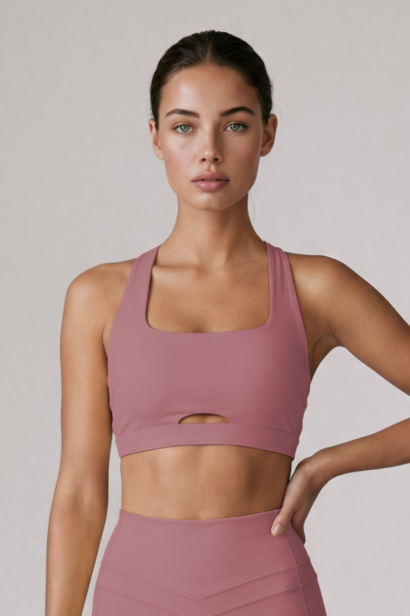 Women's Cutout Halterneck Hollow Back Solid Sports Bra