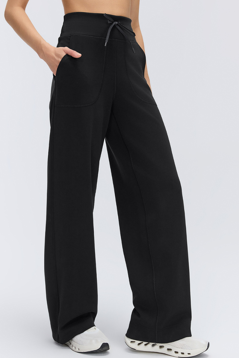 Women High-Waisted Drawstring Waistband Flowy Athletic Pant