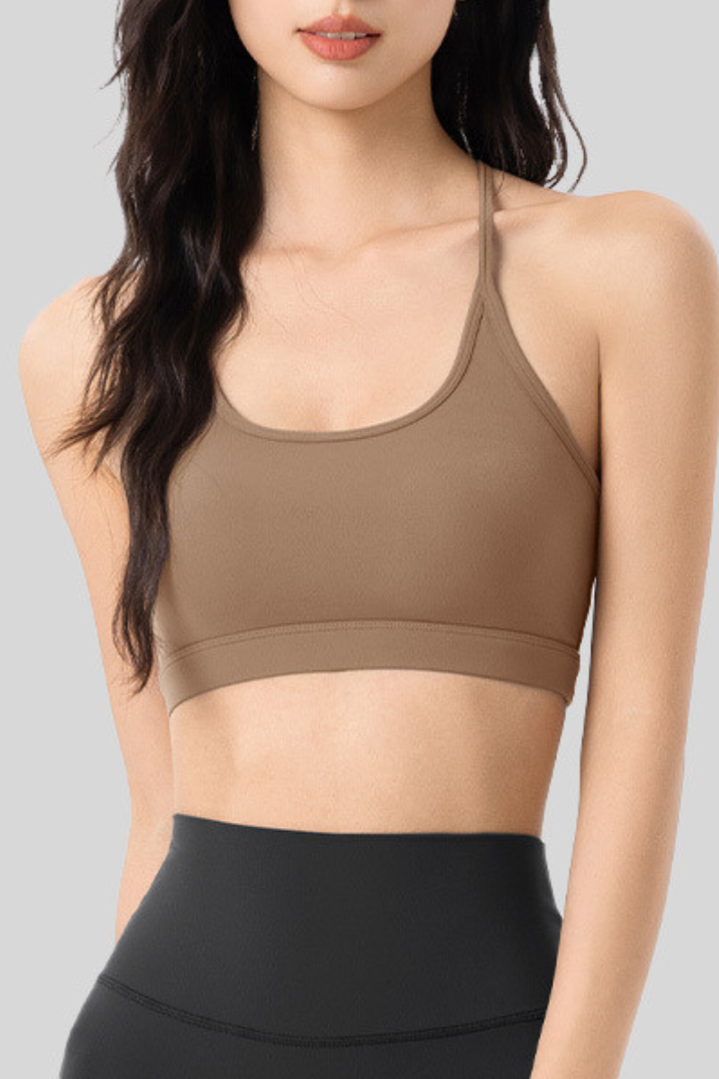 Women's Athletic U-neck Thin Strap Racerback Solid Bra