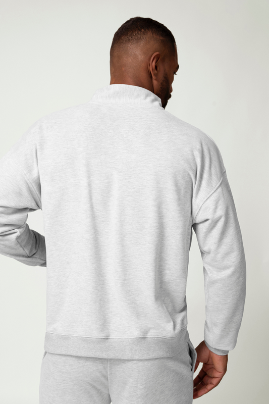 Men's Mock Neck Half-Zip Loose-Fit Casual Sports Hoodie