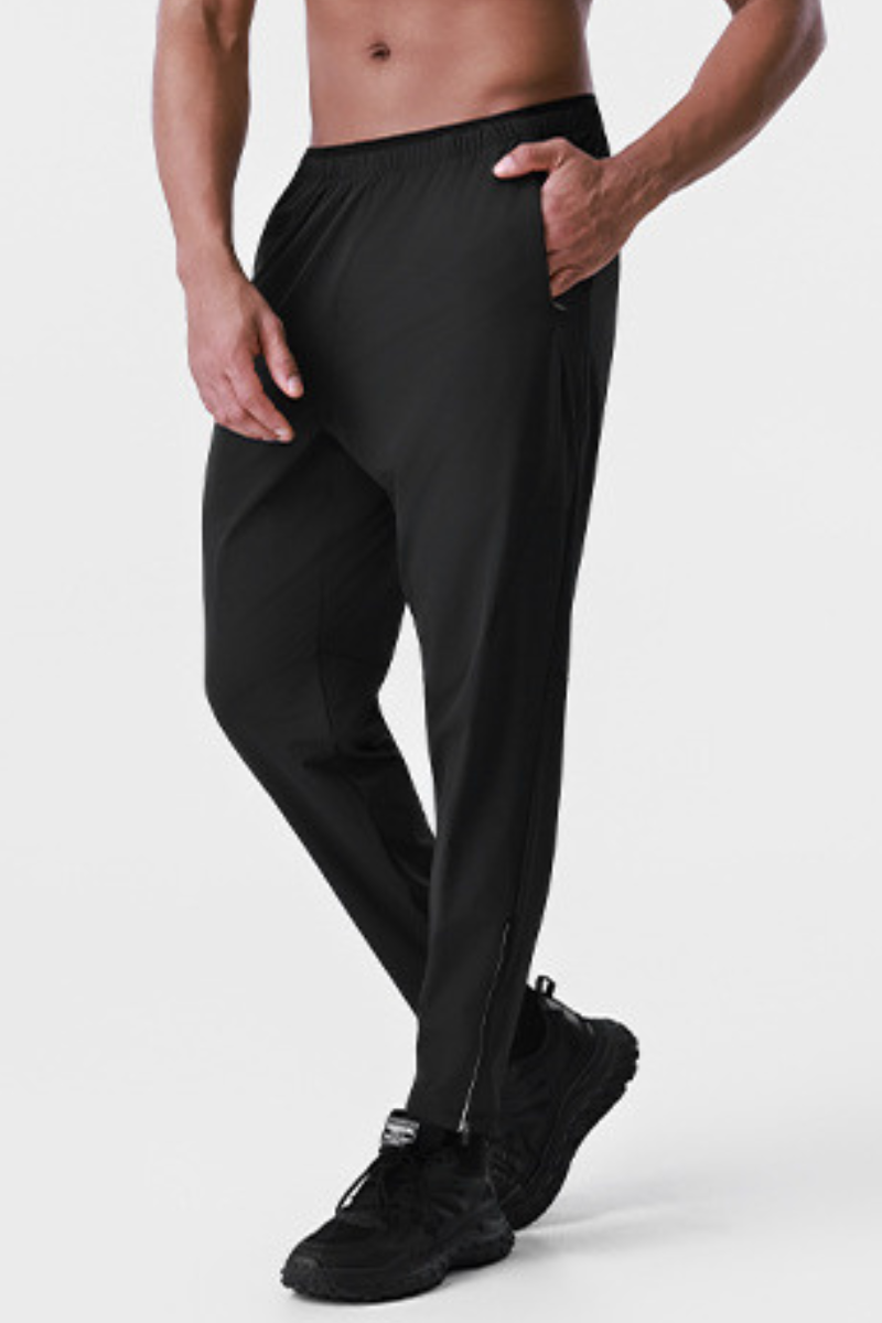 Men's Quick-Dry Elastic Waistband Ankle Zipper Joggers