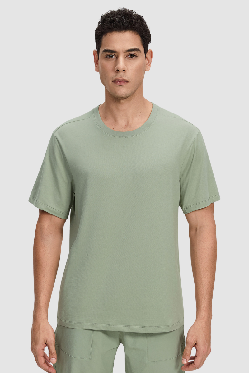 Men's Summer Basic Loose Round-Neck Breathable Solid Tee