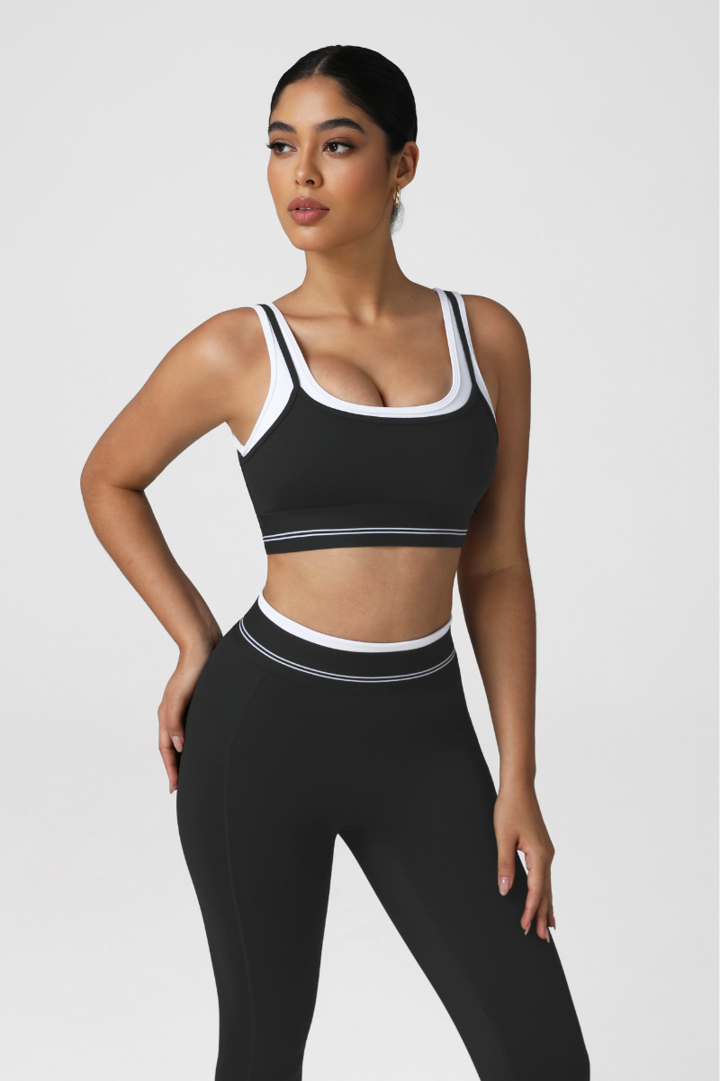 Women's Color Block Sets:U-Neck Bra & High Waist Leggings