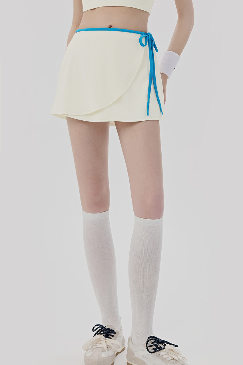 Women's Color-block Tie-waist Anti-exposure Sports Skirt