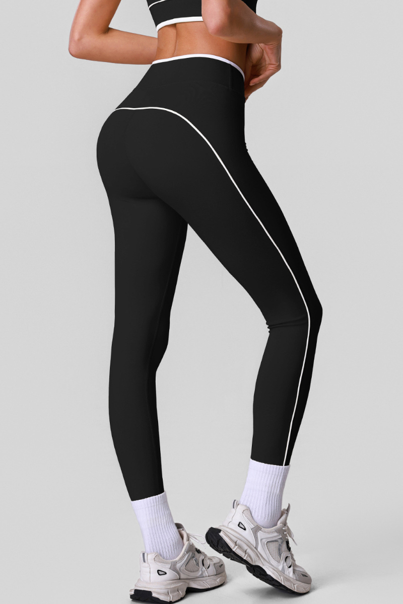 Women's Athletic Colorblock Crossover Waist Yoga Leggings
