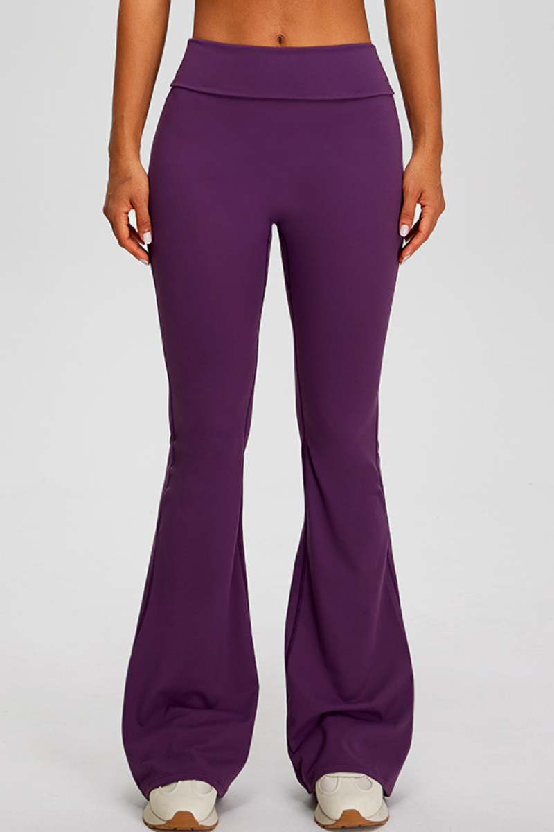 Women's Athletic Solid Pleated Buttocks Lift Flare Pants