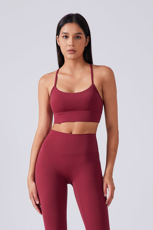 Women Running Sexy Y Back Anti-Shock Gathering Yoga Sports Bra
