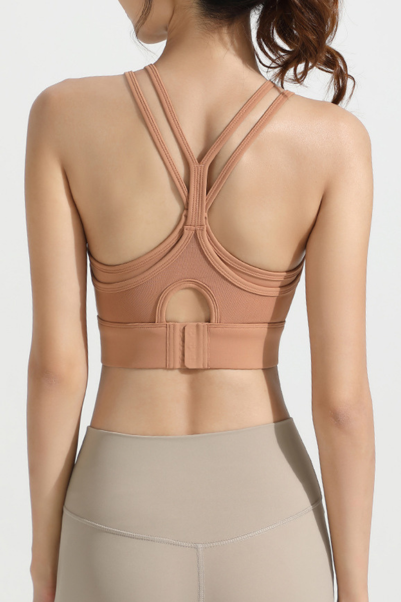 Women's Fake Two-Piece Antibacterial Naked Feel Sports Bra