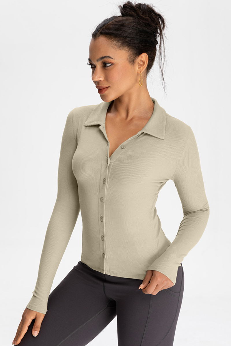 Ladies' collar-opening cardigan