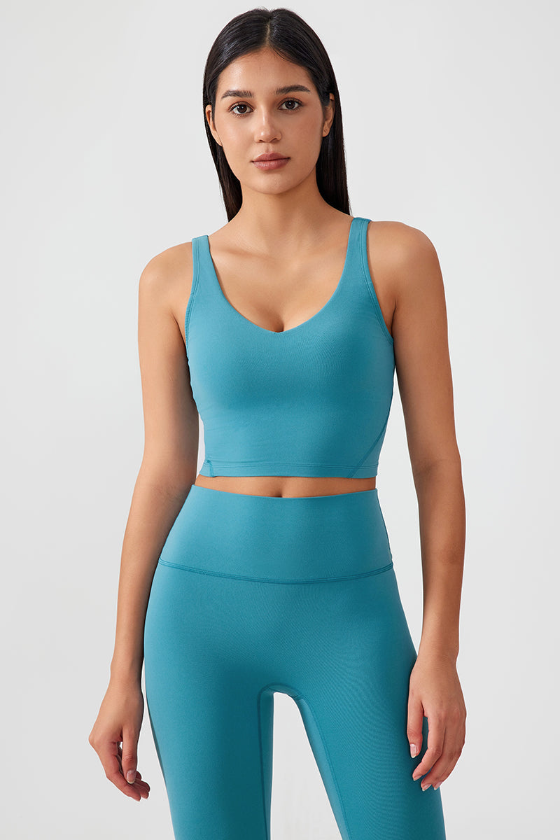 Women Fixed Bra Pads U-Back Nude Shape Fitness Yoga Exercise Vest