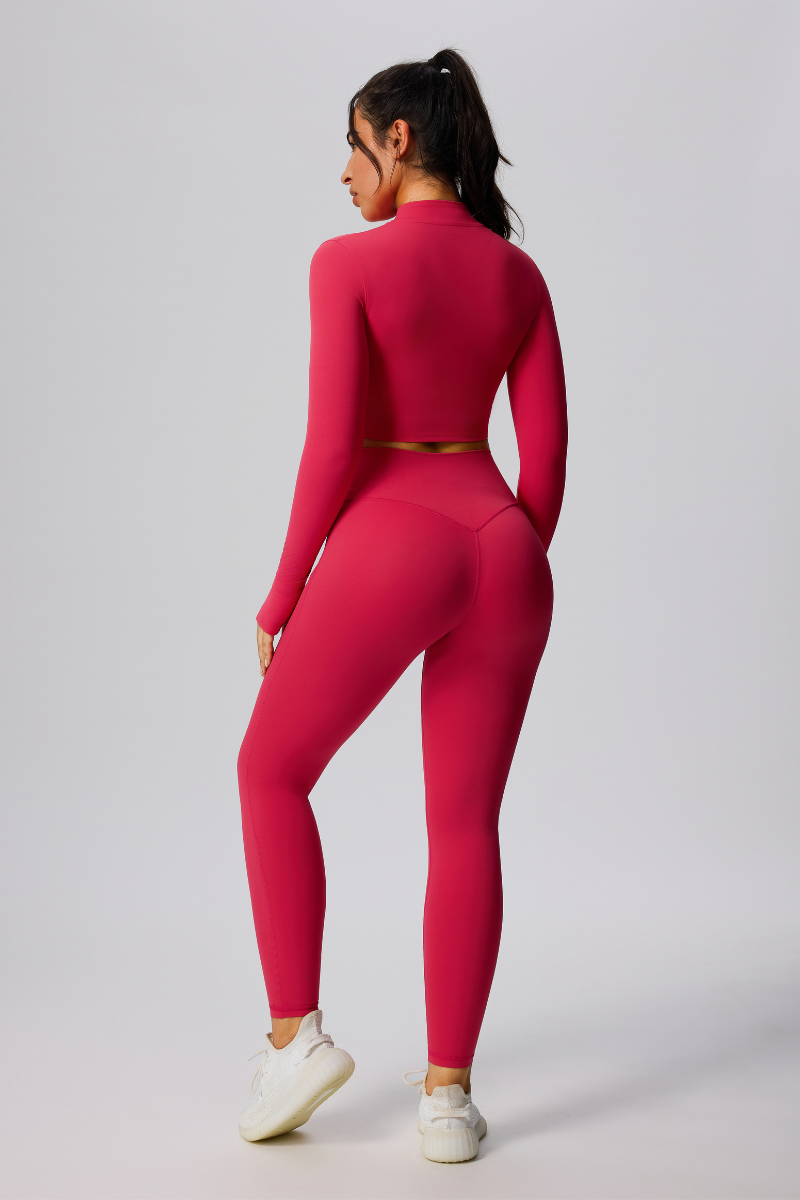 Women's Cropped Jacket & Butt-Lifting Leggings Two-Piece Set