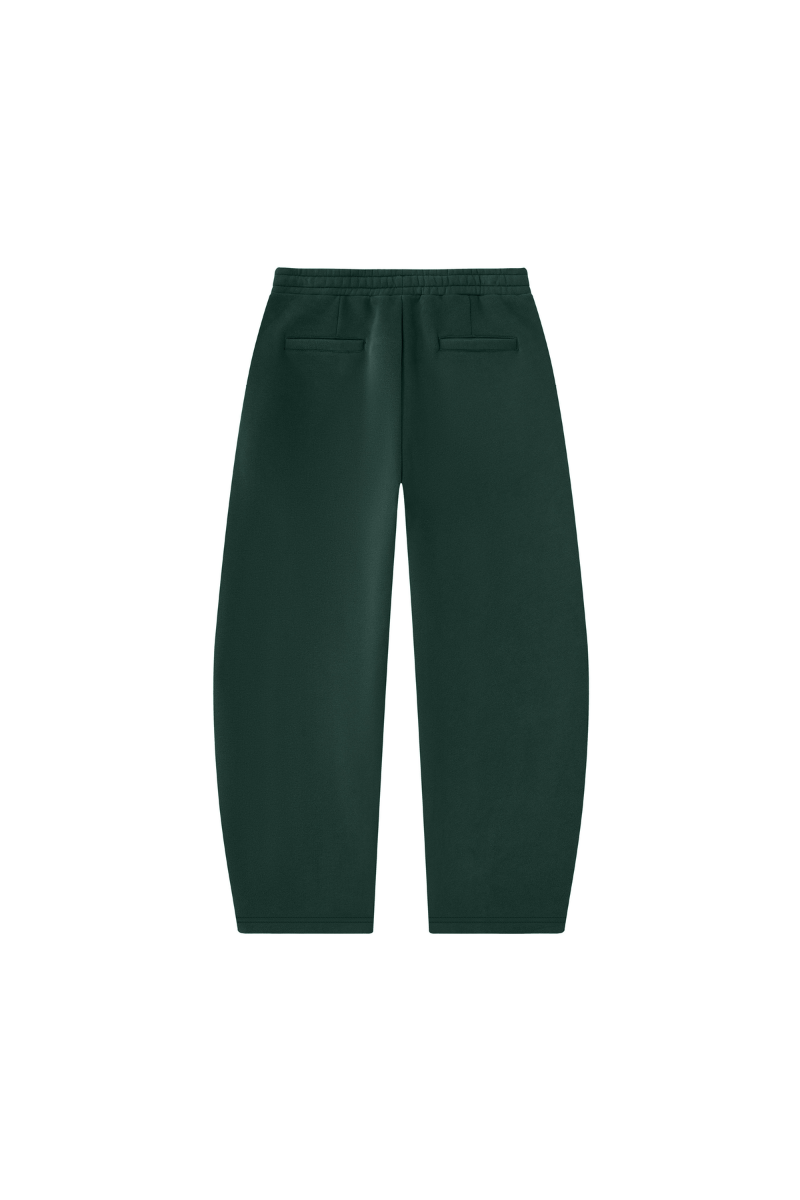 Unisex Fall Fleece Lined Elastic Waistband Curved Sweatpants