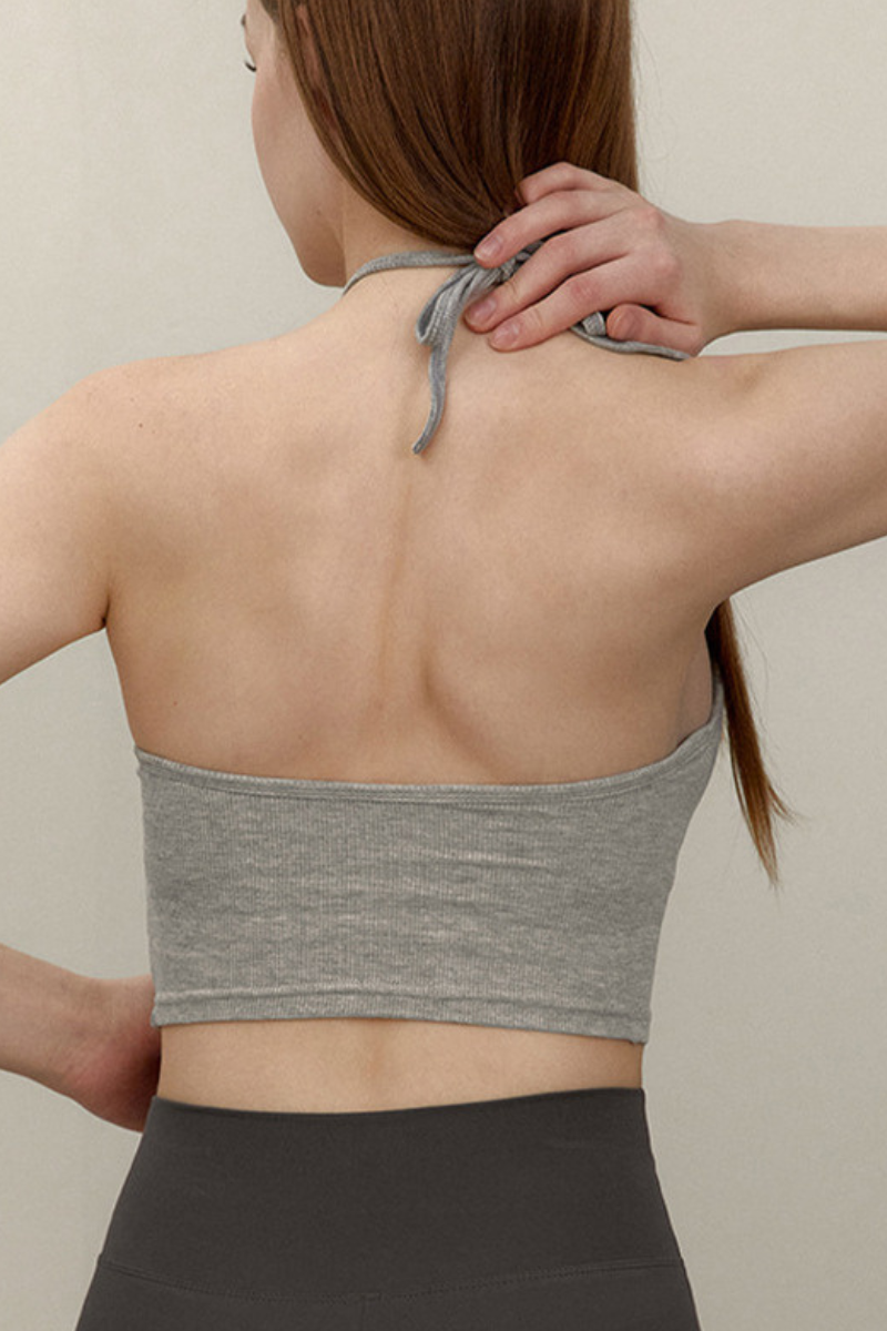 Women's Halter Strapless Crop Bra - Padded Sports Bra Top
