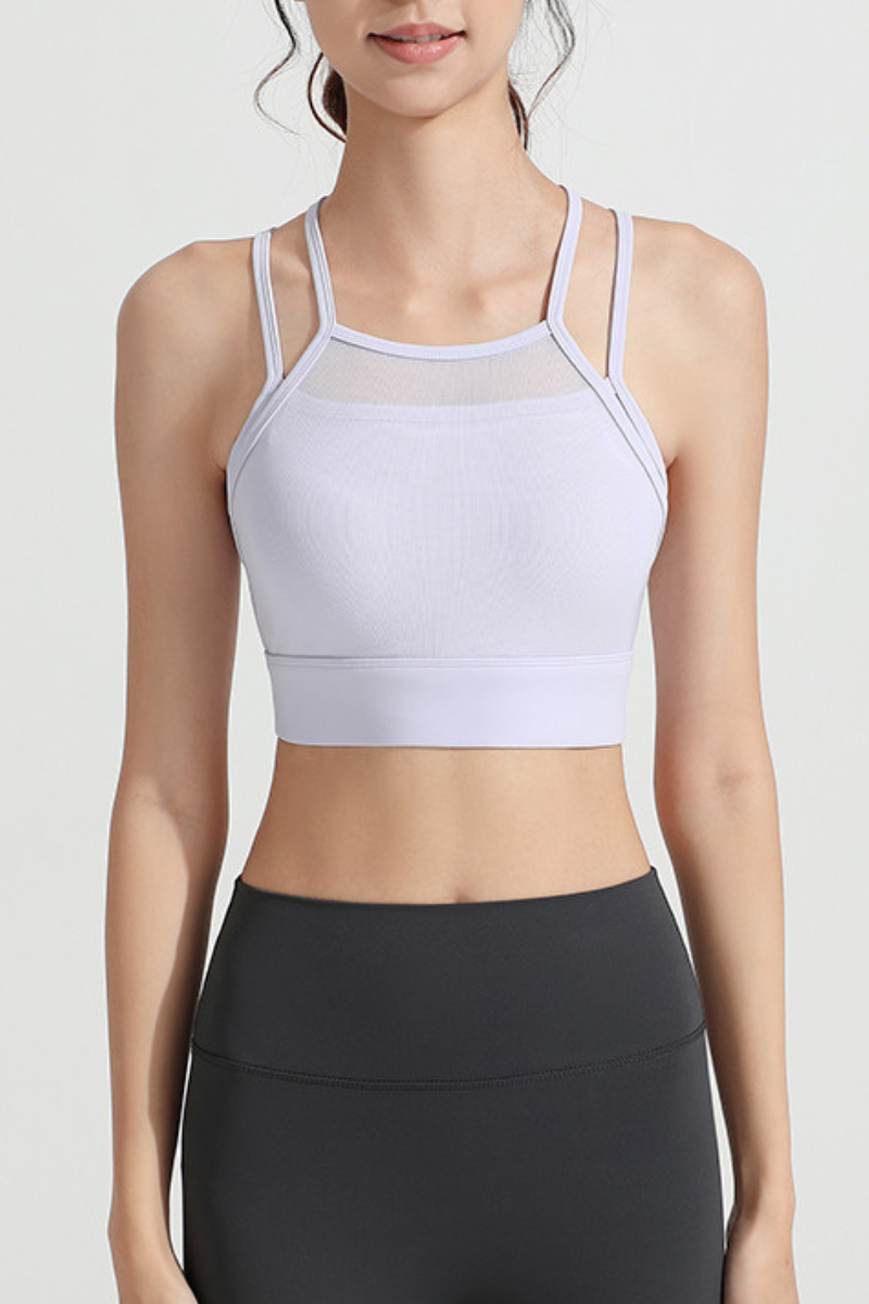 Women's Fake Two-Piece Antibacterial Naked Feel Sports Bra
