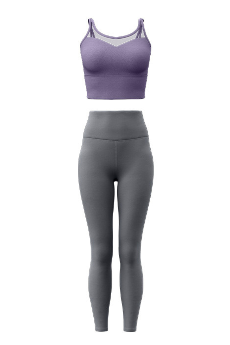 Women's Athletic Sets:Mesh Panel Bra And High Waist Leggings
