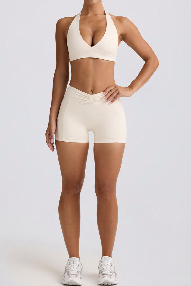 Women's Brushed Pleated Sports Yoga Shorts