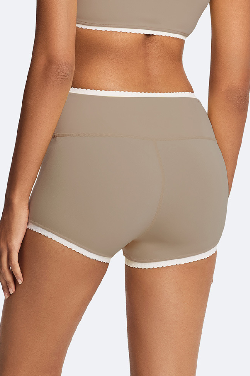Women's Athletic Color Block Lace Sculpting Yoga Shorts