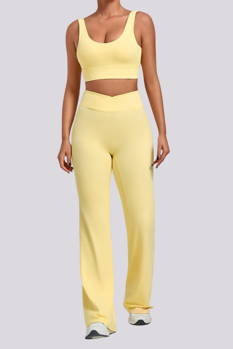 Women's Backless Bra And Cross Waist Flared Pants Sets