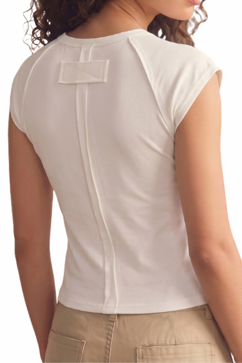 Women's Back Panel Stitched Raglan Sleevee Slim Fit Tee