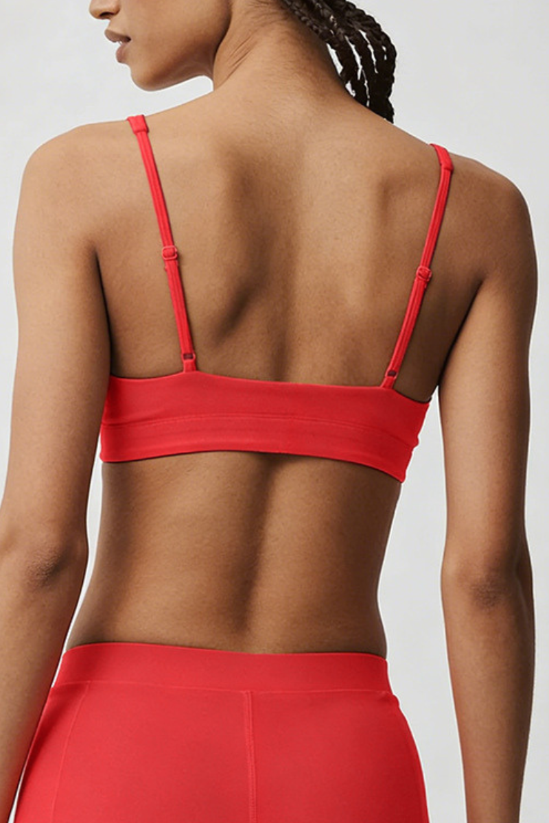 Women's Deep V-Neck Adjustable Strap Padded  Sports Bra
