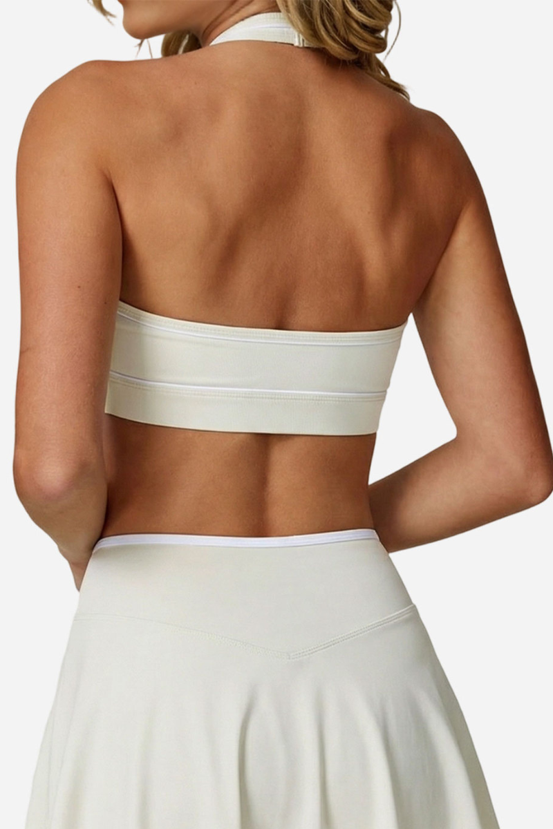 Women's Athletic Color Bock Halterneck Bra