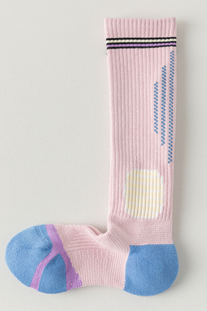 Women's Color Block High-Stretch Calf-High Spoprts Socks