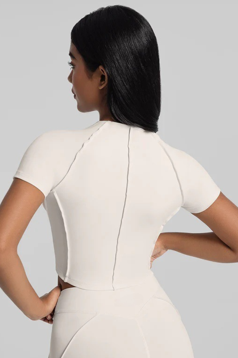 Women's Athletic Seam Detail Cropped Naked Feel Yoga T-shirt