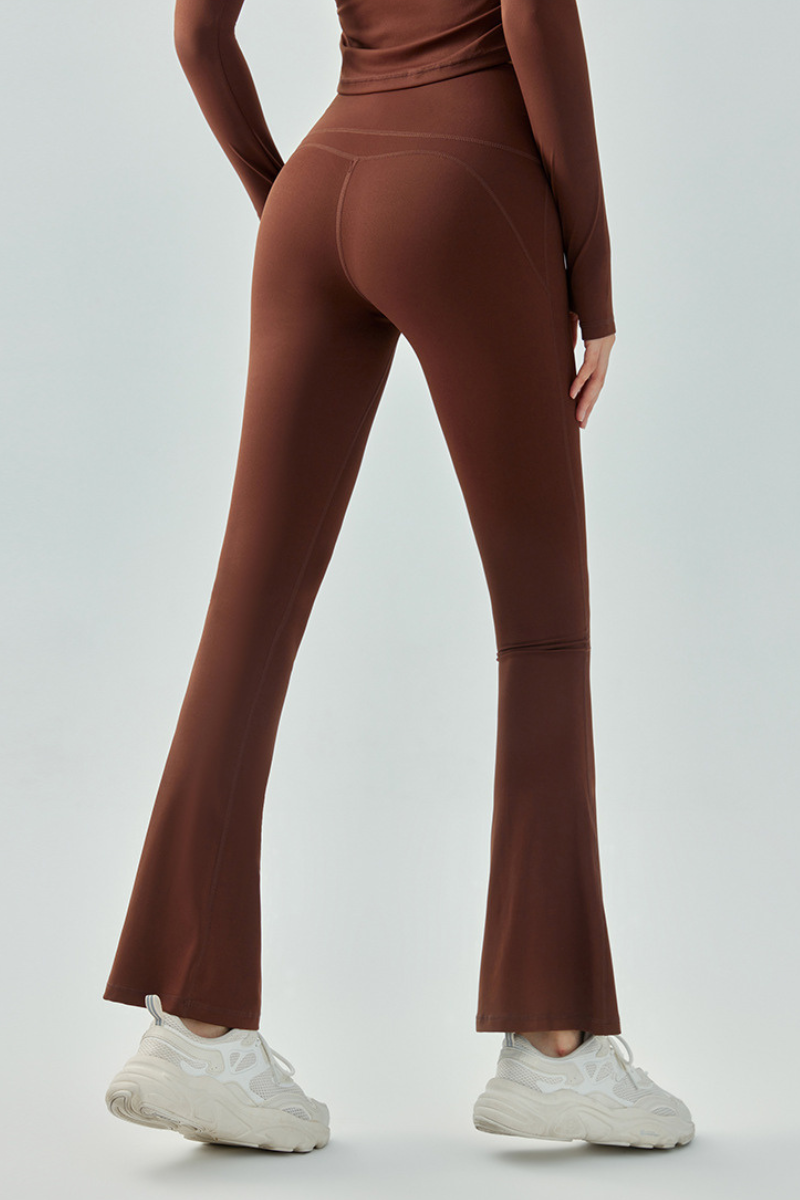 Women's Athletic High-Waisted Slim Fit Solid Flared Pants