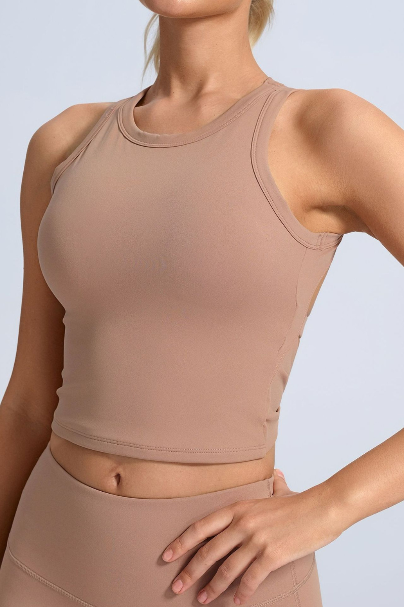 Women's Back-Crossed Cropped Backless Sports Tank Top