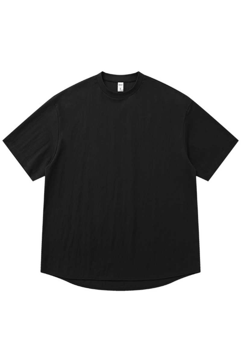 Unisex Summer Curved Hem Solid Skin-Friendly T-Shirt