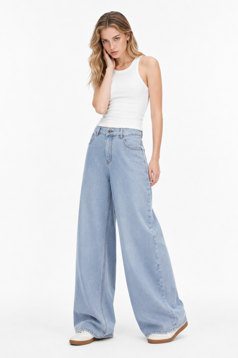Women's Fall Mid Waist Wide Leg Jeans