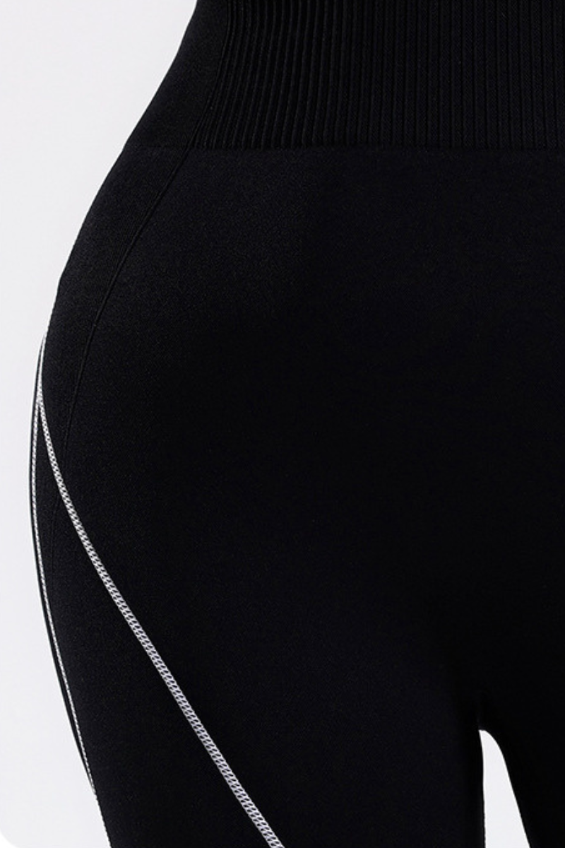 Plus Size Women's High-Waist Contrast Stripes Sport Leggings
