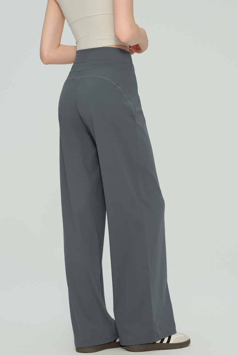 Women's Double Waist Drawstring Wide Straight Leg Yoga Pants