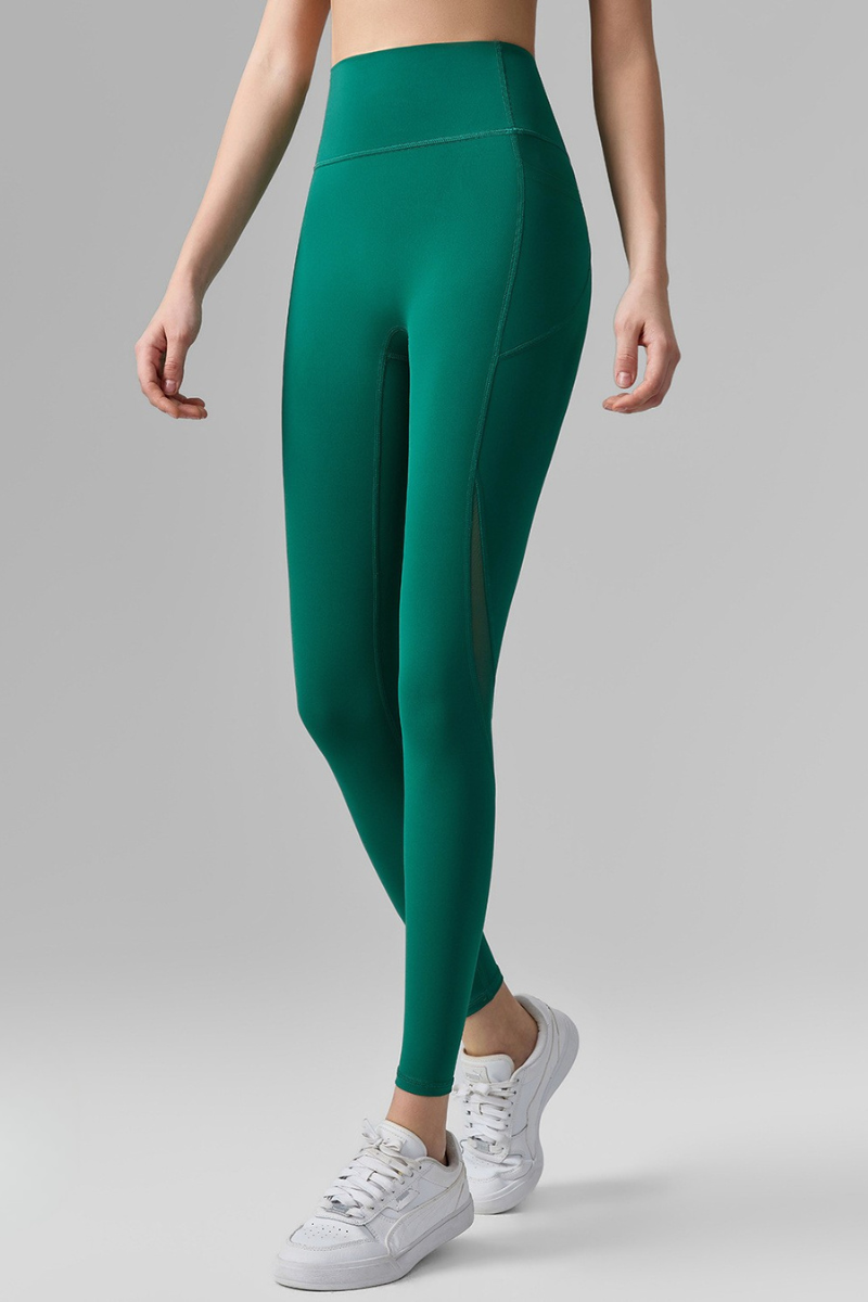 Women's Mesh-Panel High-Waisted Leggings with Side Pockets