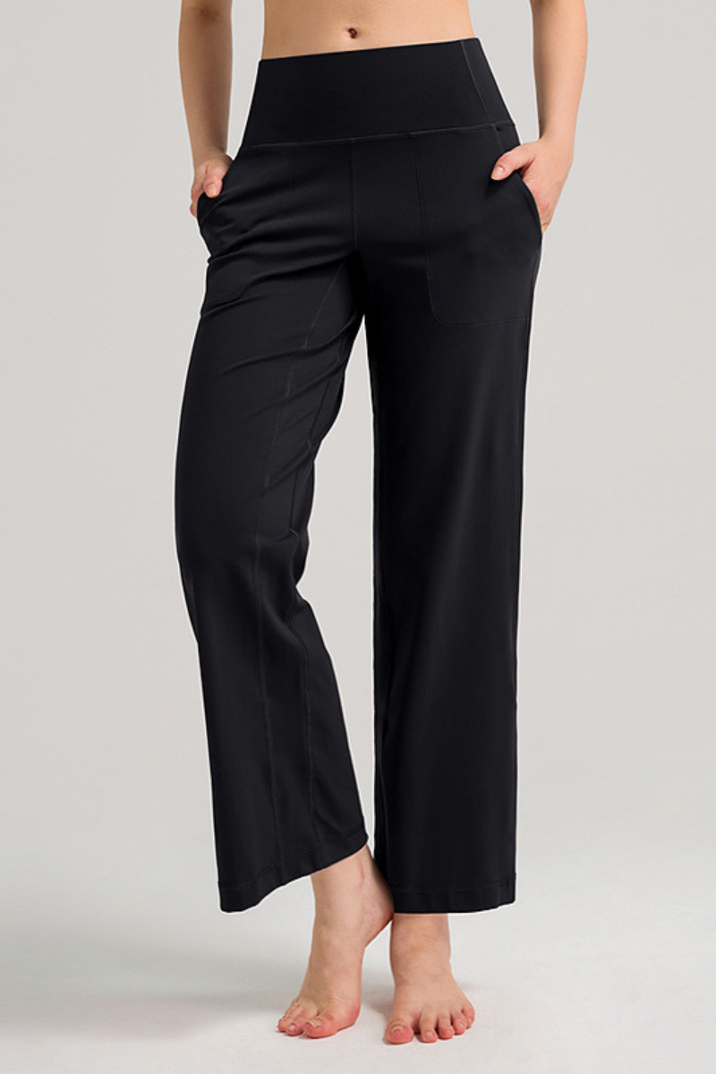 Women's Athletic Solid Quick-Dry Wide-Leg Yoga Pants