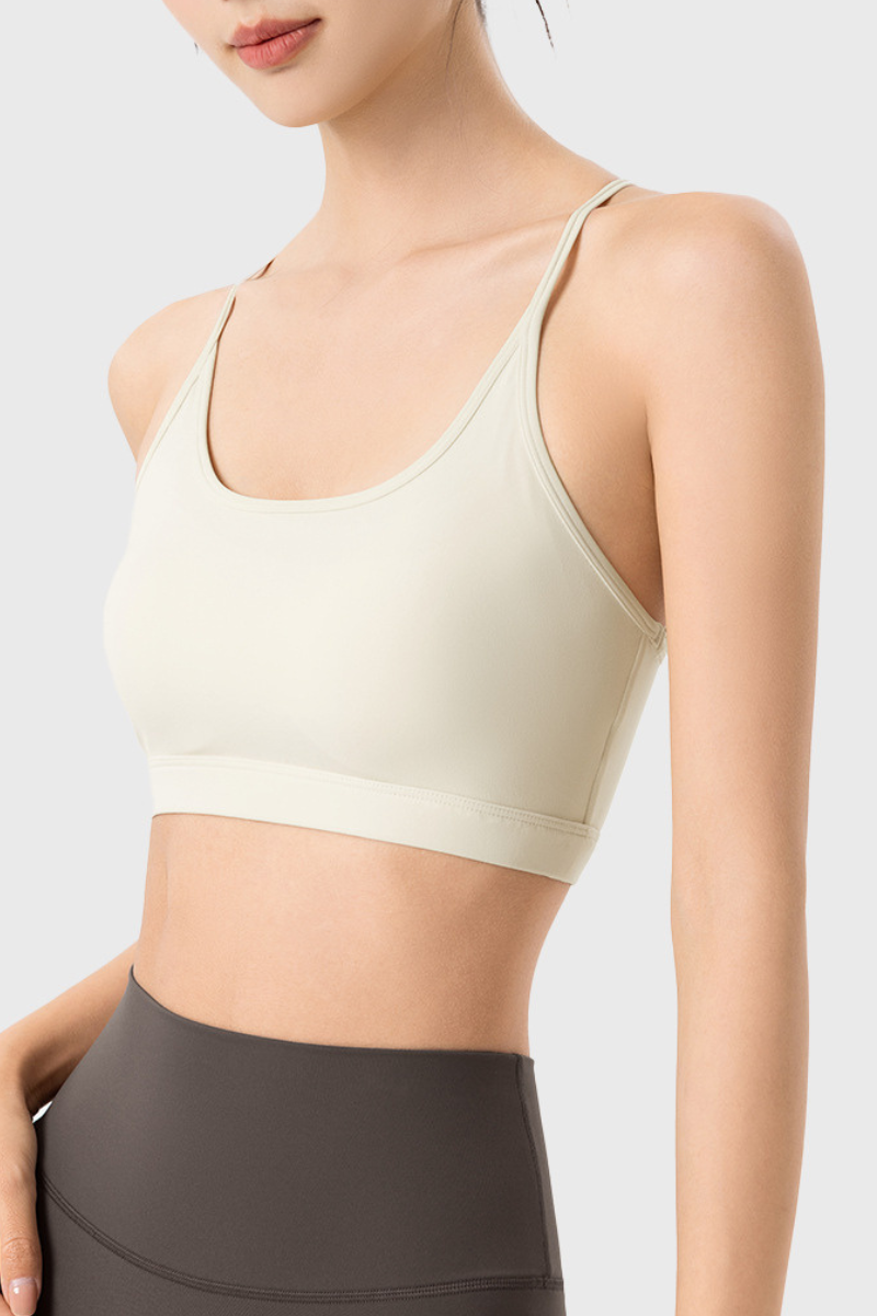 Women's Athletic U-neck Thin Strap Racerback Solid Bra