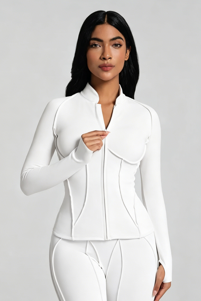 Women's Athletic Seam Detail Finger Cuffs Yoga Jacket