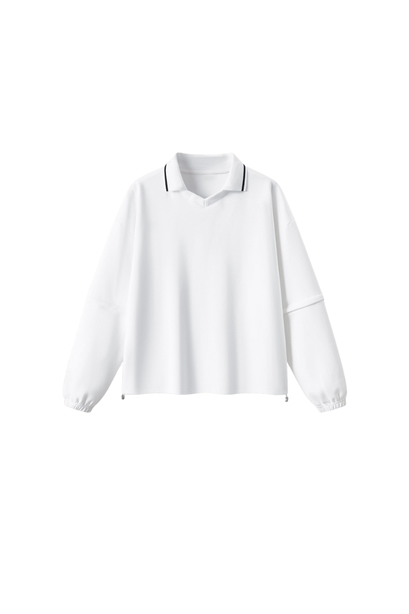 Women's Fall V-Neck Polo Collar Detachable-Sleeve Sweatshirt