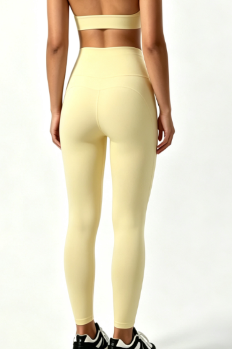 Women's High Waist Scalloped Waist Yoga 9 Inch Leggings