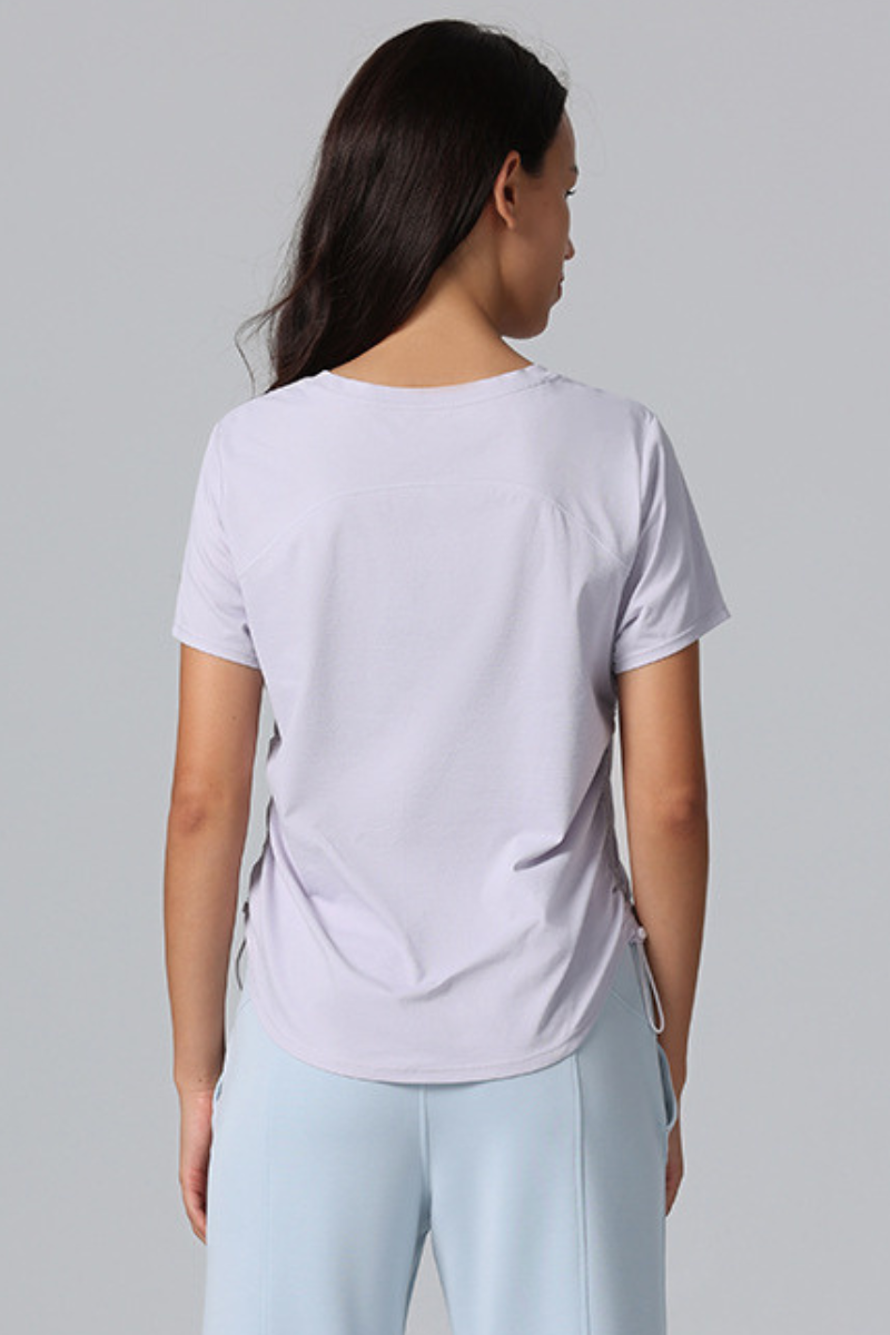 Women's Breathable Side Drawstring Slimming Workout T-Shirt