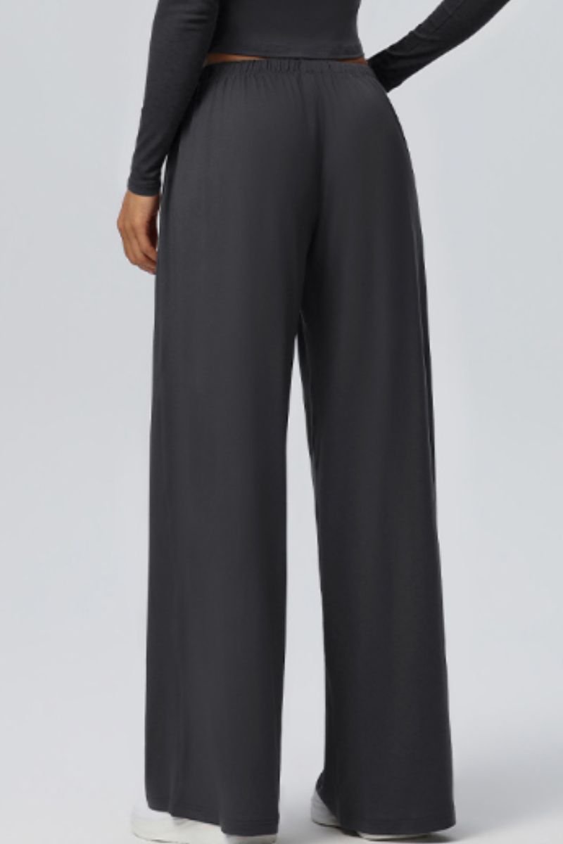 Women's Drawstring High Waist Drape Wide Leg Casual Pants