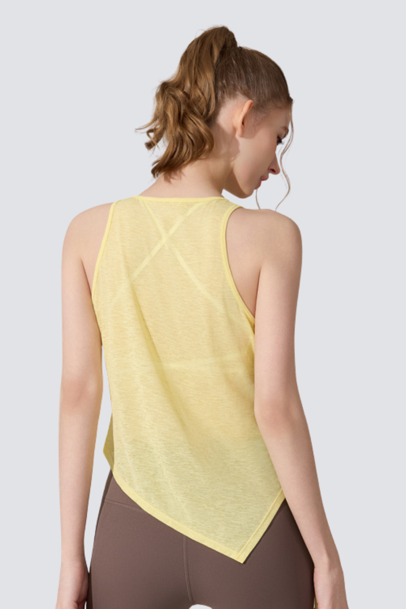 Women's  Summer Side Drawstring Sheer Breathable Tank Top
