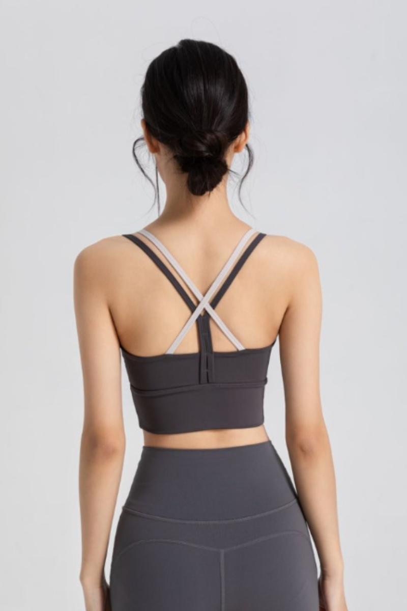 Women's Double Thin Strap Crisscross Back Cropped Tank Top