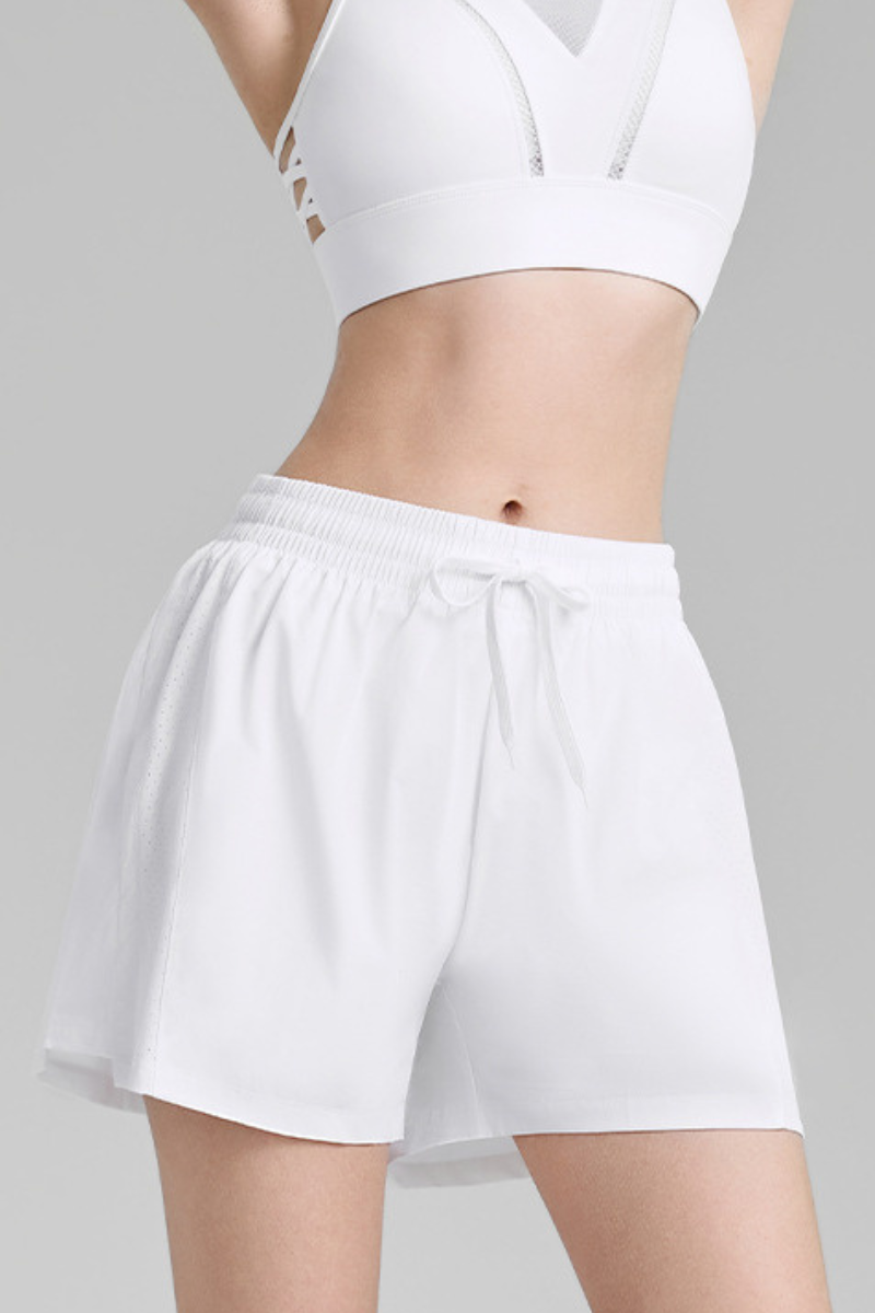 Women's Drawstring Side Mesh Quick Dry Athletic Shorts