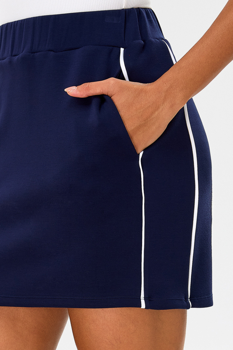 Women's Color-Block Strap Side Pocket Sports Mini Skirt