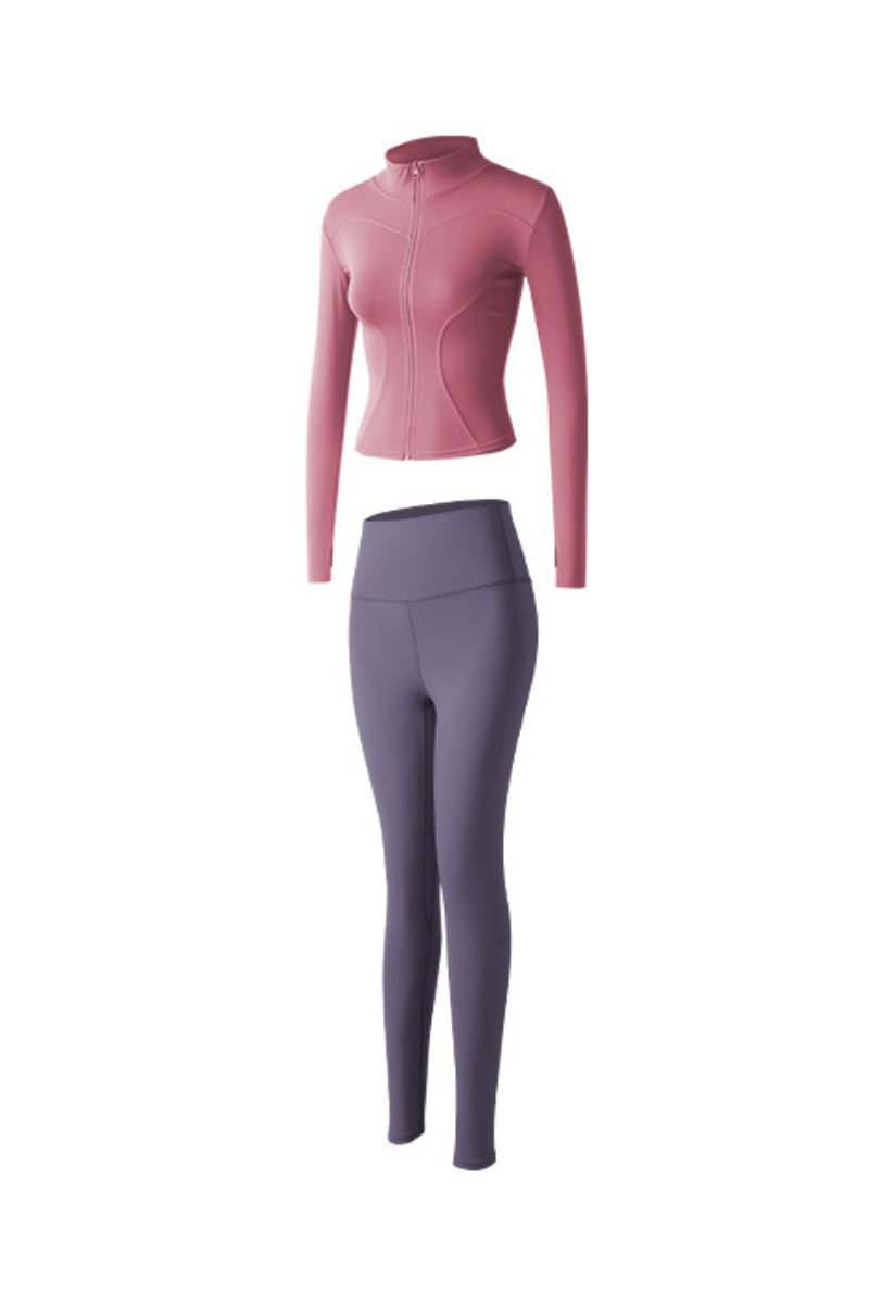 Women's Athletic Sets:Stand Collar Jacket And Leggings