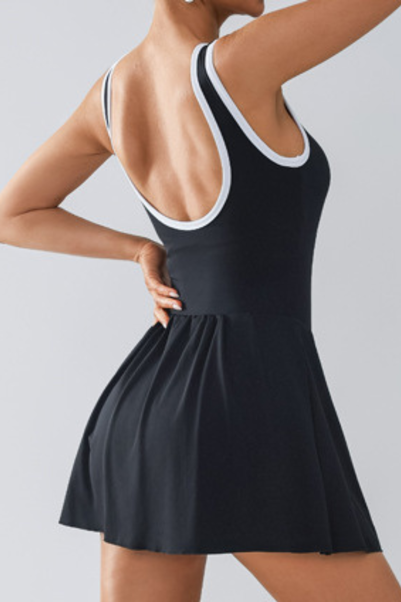 Women's Color Block U-Back Anti-Chafing Tennis Mini Dress