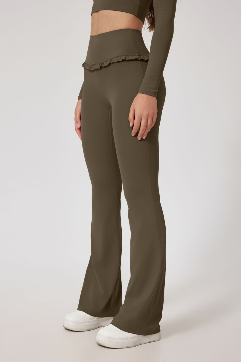 Women's High Waist Lace Solid  Sporty Flared Pants