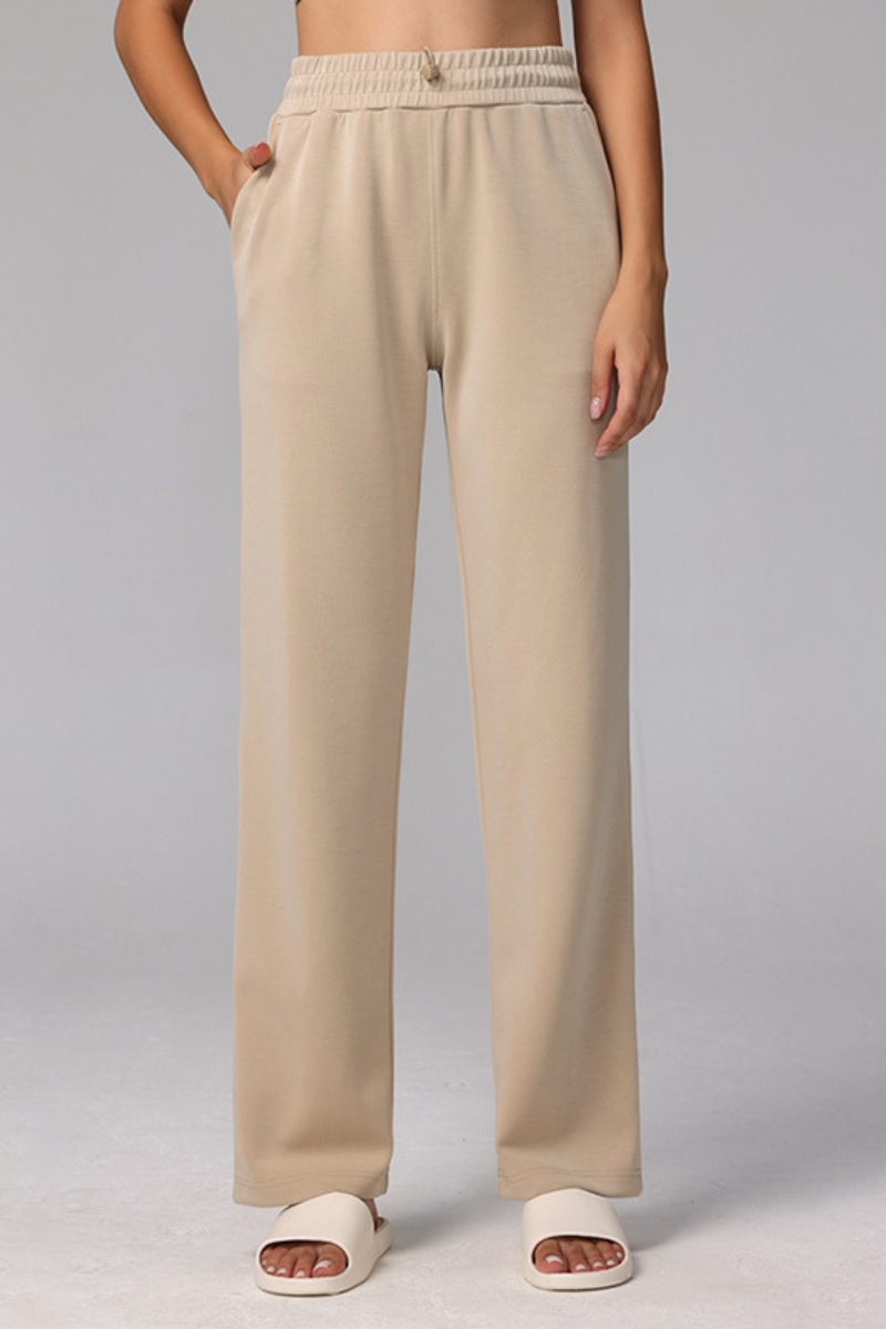Women's Modal Air Layer Solid Sports Straight-Leg Pants