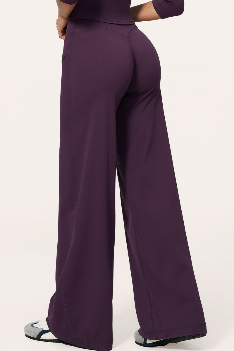 Women's Brushed Wide Waistband Draped Wide Leg Pants